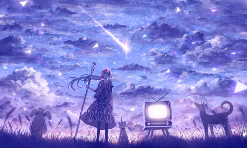 Nhân vật anime toả sáng giữa ngân hà tuyệt đẹp