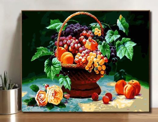 Giỏ hoa quả nho và cam