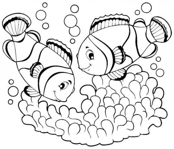 Tranh tô màu những chú cá