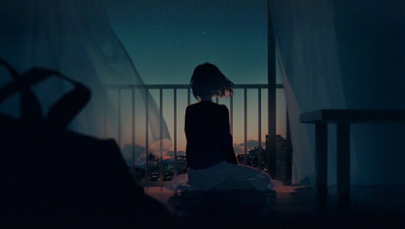 Cảnh đêm cô gái một mình ngắm bình mình cô đơn