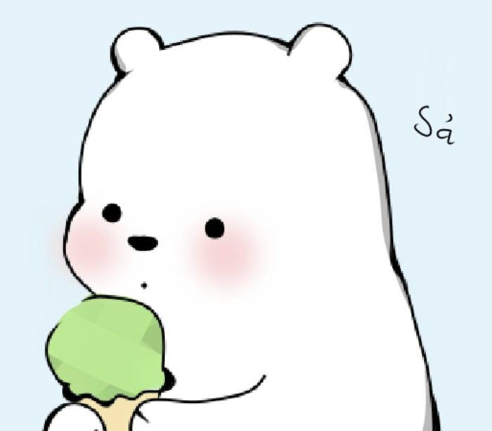 avatar gấu trắng we bare bears buồn nhìn cây kem