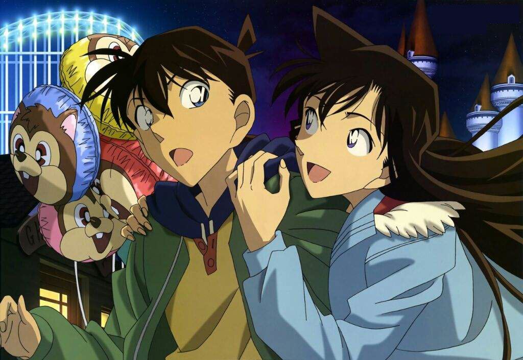 Hình Shinichi và Ran vui chơi tại công viên cực dễ thương