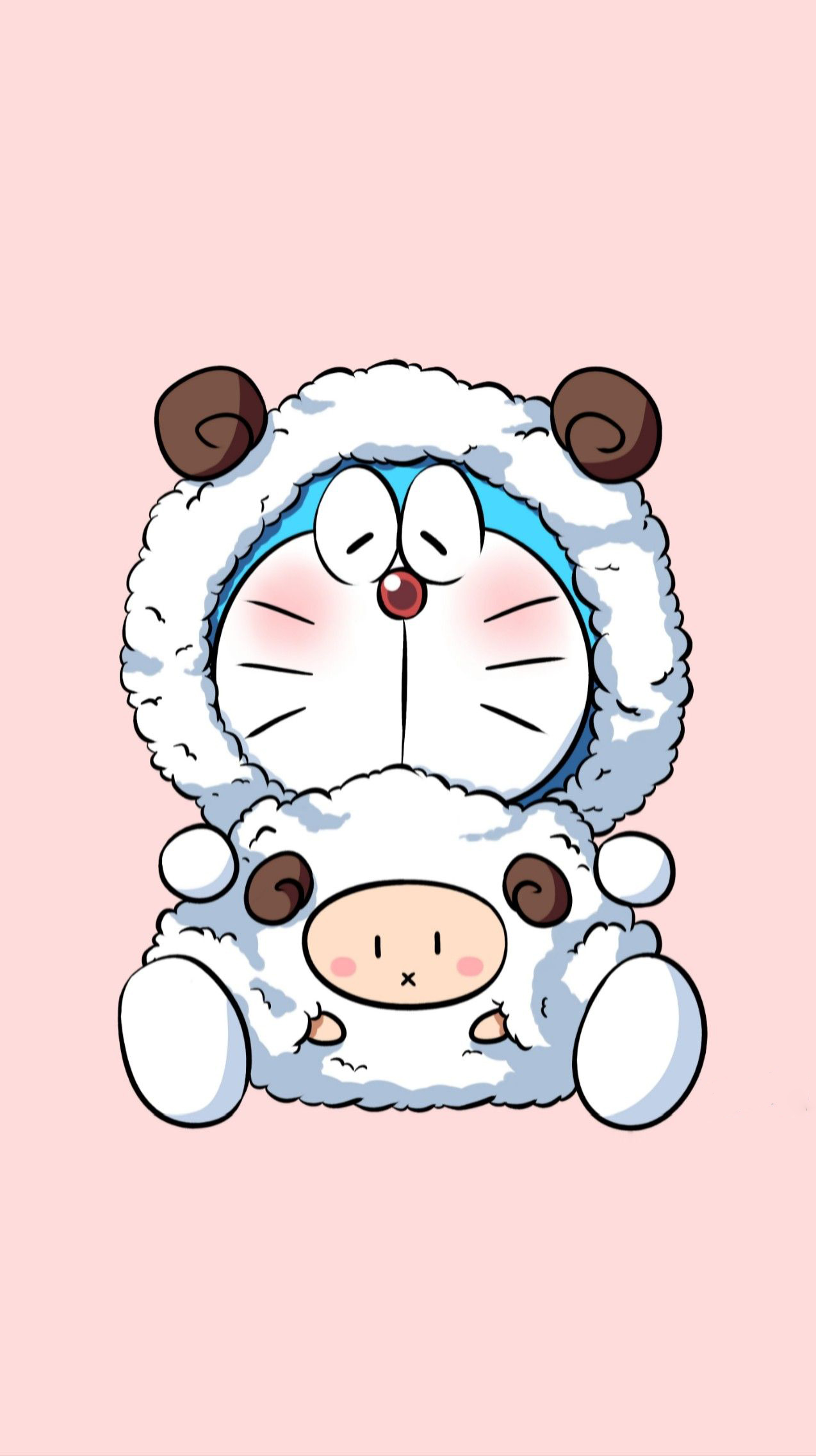 hình ảnh Doremon cute mặc bộ đồ cừu cực dễ thương