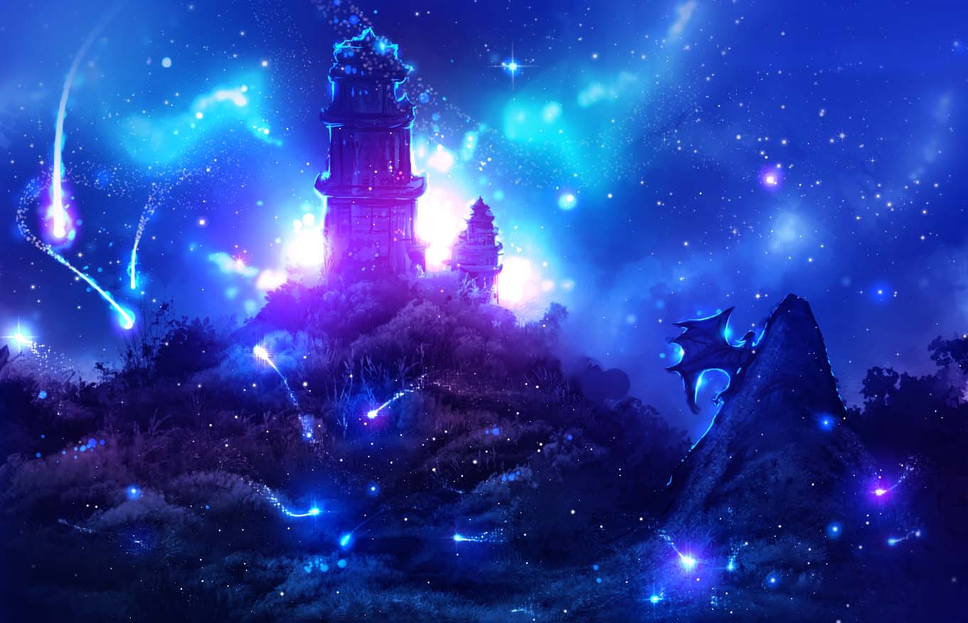 Ảnh galaxy tòa tháp đêm cực đẹp