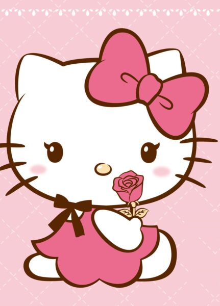 Hình hello kitty cầm bông hoa hồng