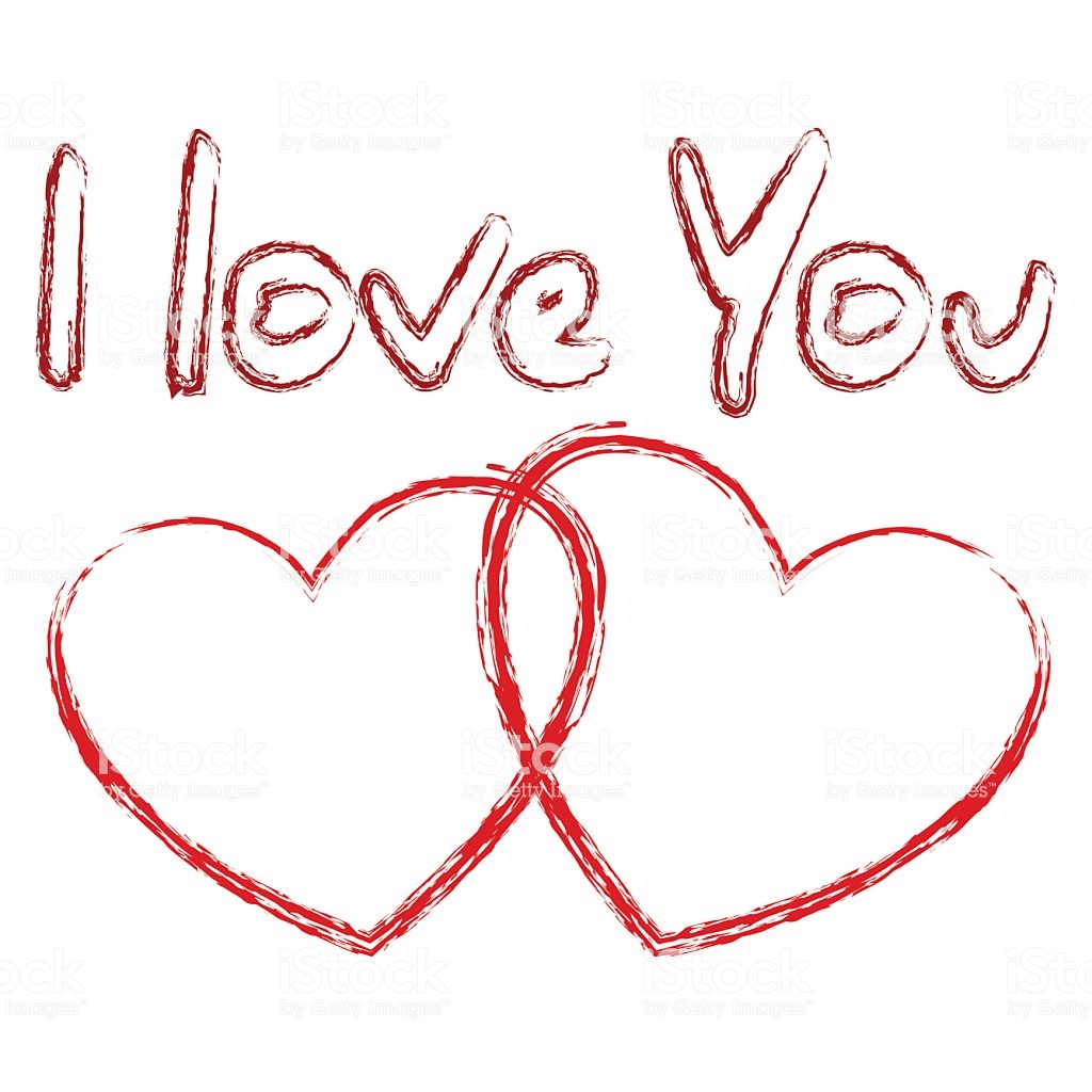 Hình chữ I Love you và 2 hình trái tim