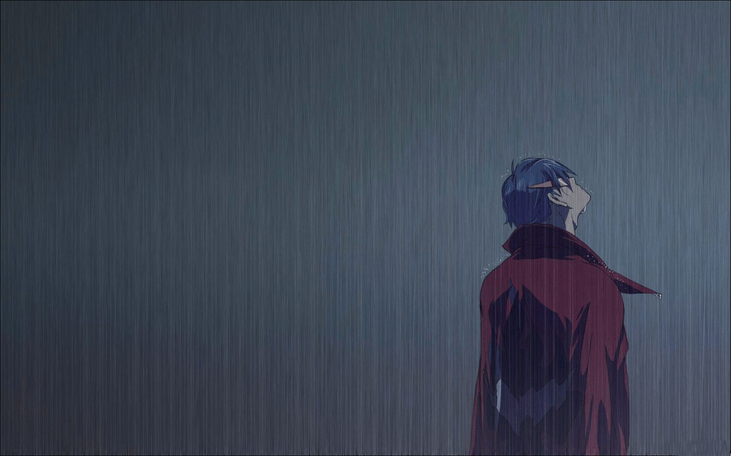 hình nền hoạt hình chàng trai cô đơn buồn khóc dưới mưa