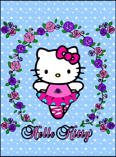 Hình nền điện thoại Hello Kitty màu xanh dễ thương
