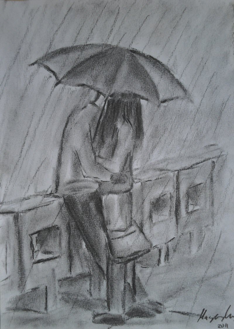 Tranh vẽ mưa buồn