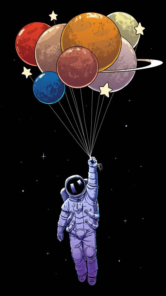 Hình nền phi hành gia cầm bong bóng bay