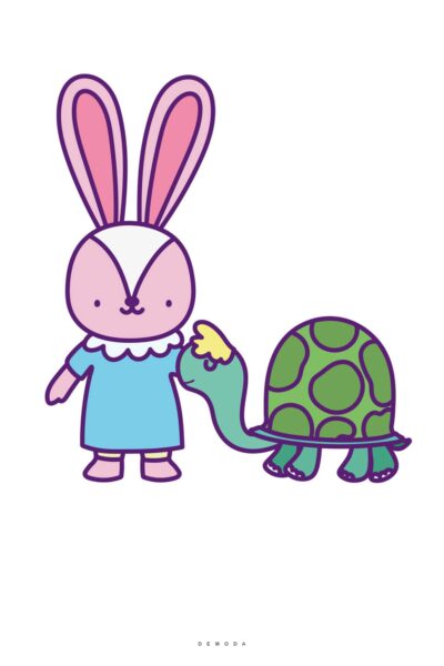 Ảnh rùa và thỏ vẽ đơn giản