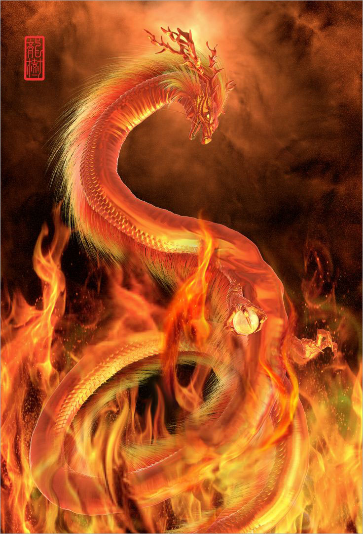 Hình ảnh rồng 3D thần rồng lửa dũng mãnh, uy lực