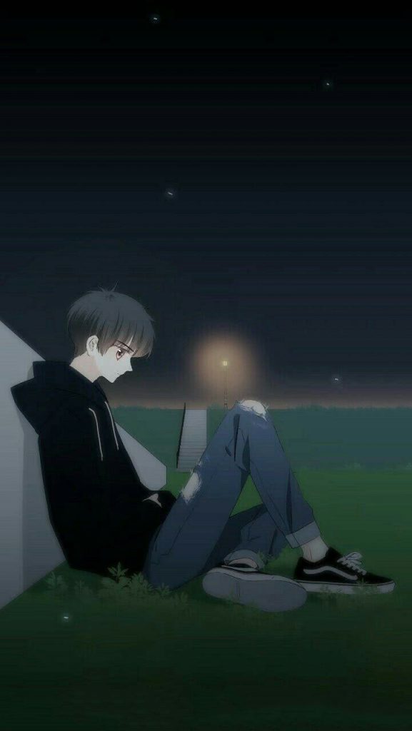 Ảnh anime nam buồn đơn độc trong đêm