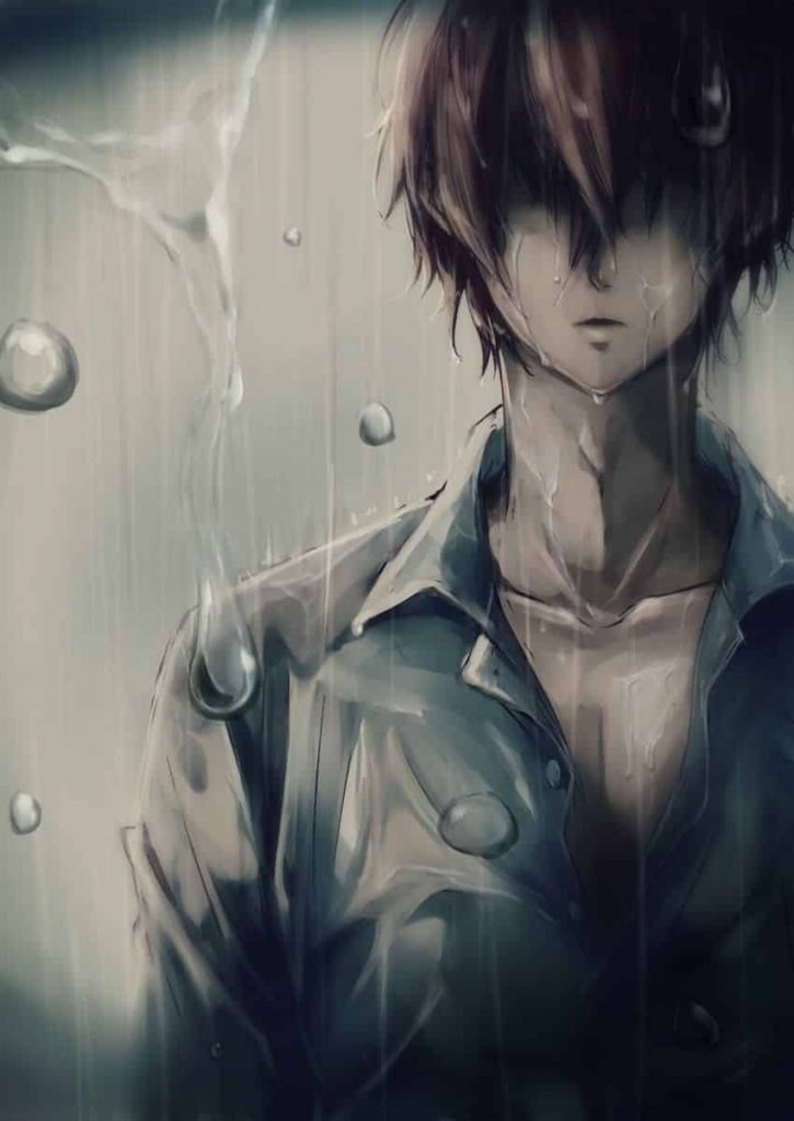 Ảnh anime nam u sầu khóc dưới mưa