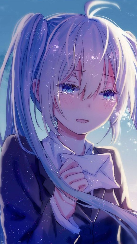 Hình ảnh anime nữ buồn cầm lá thư