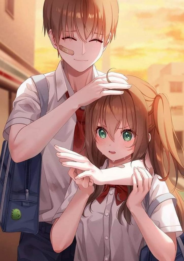 Ảnh anime cặp đôi trung học dễ thương lãng mạn 