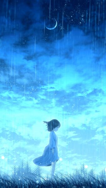 Ảnh nữ Anime u sầu, bi thương dưới mưa
