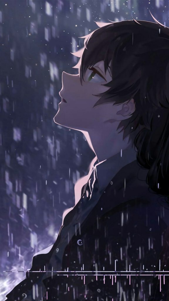 Ảnh boy anime đẹp, buồn dưới mưa