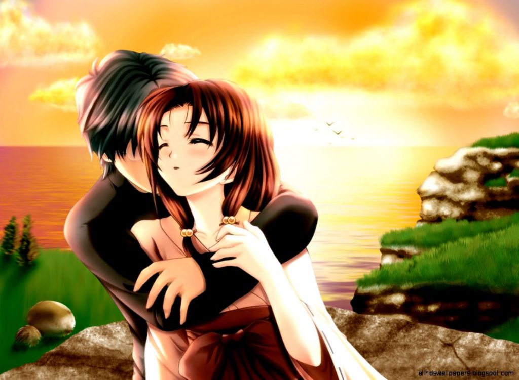 Khoảnh khắc cặp đôi anime lãng mạn bên bờ biển