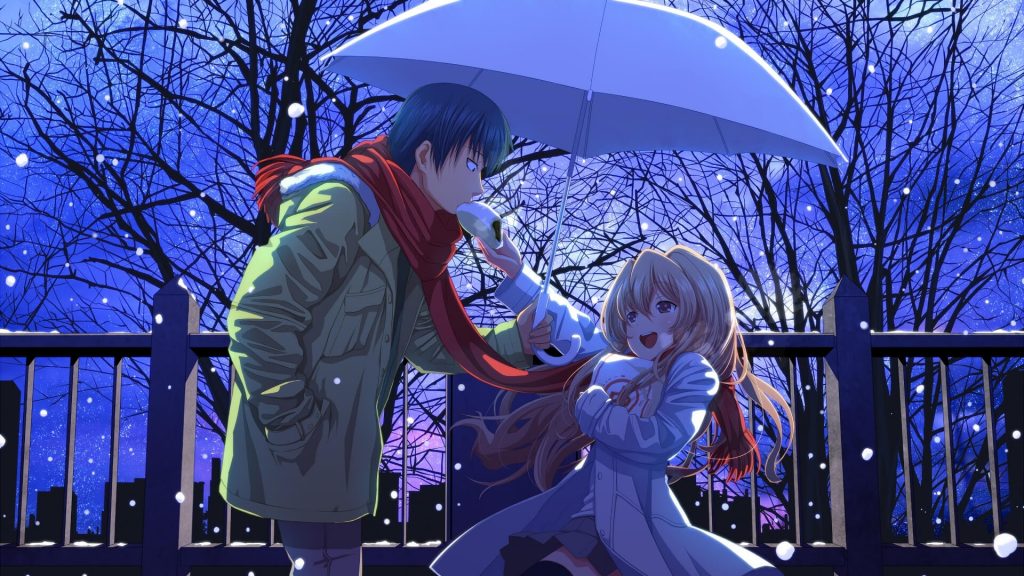 Cặp đôi anime cực dễ thương và lãng mạn dưới trời tuyết trắng xóa