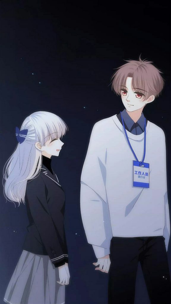 Cặp đôi anime nhìn nhau dịu dàng trìu mến