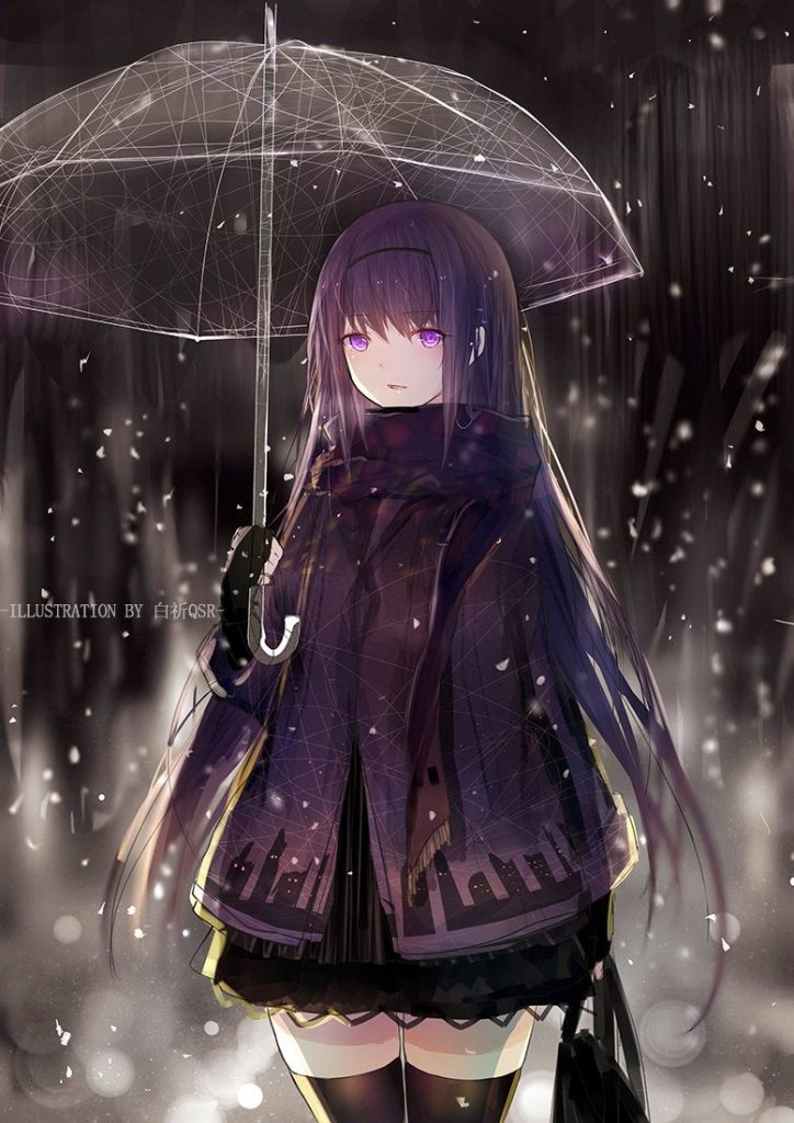 Anime nữ xinh đẹp lạnh lùng dưới mưa