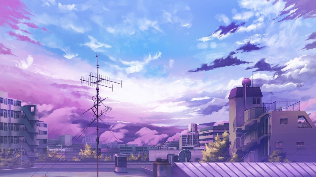 Phong cảnh thành phố anime với màu sắc đẹp mê hồn