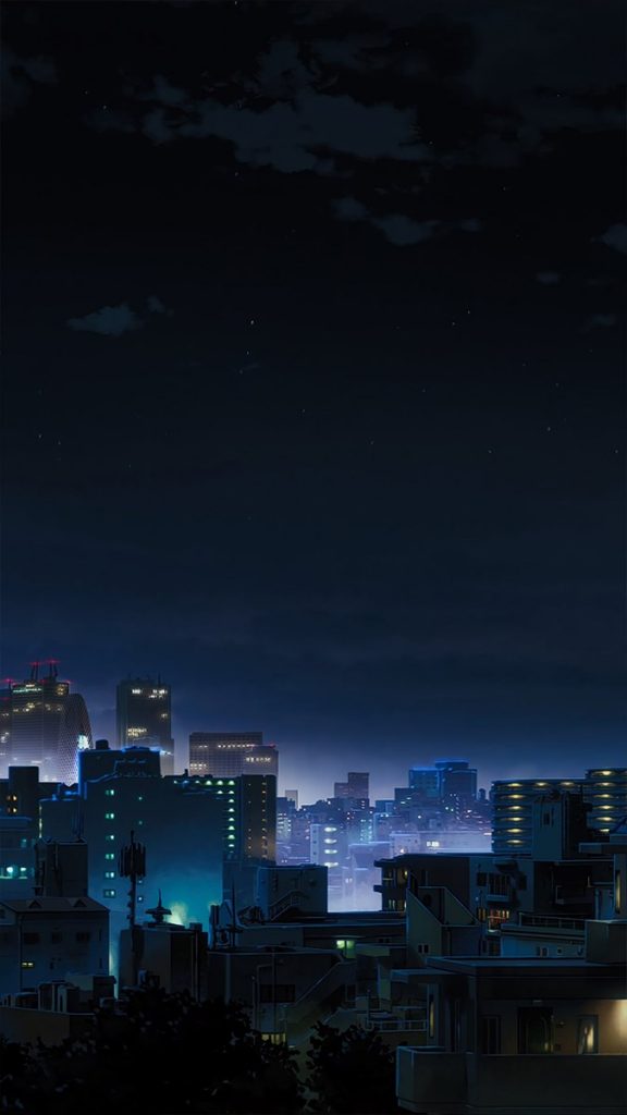Thành phố anime về đêm yên bình lãng mạn