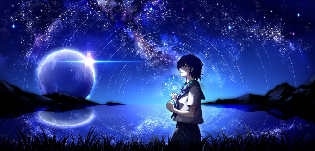 Hình anime bầu trời đêm đẹp kì ảo