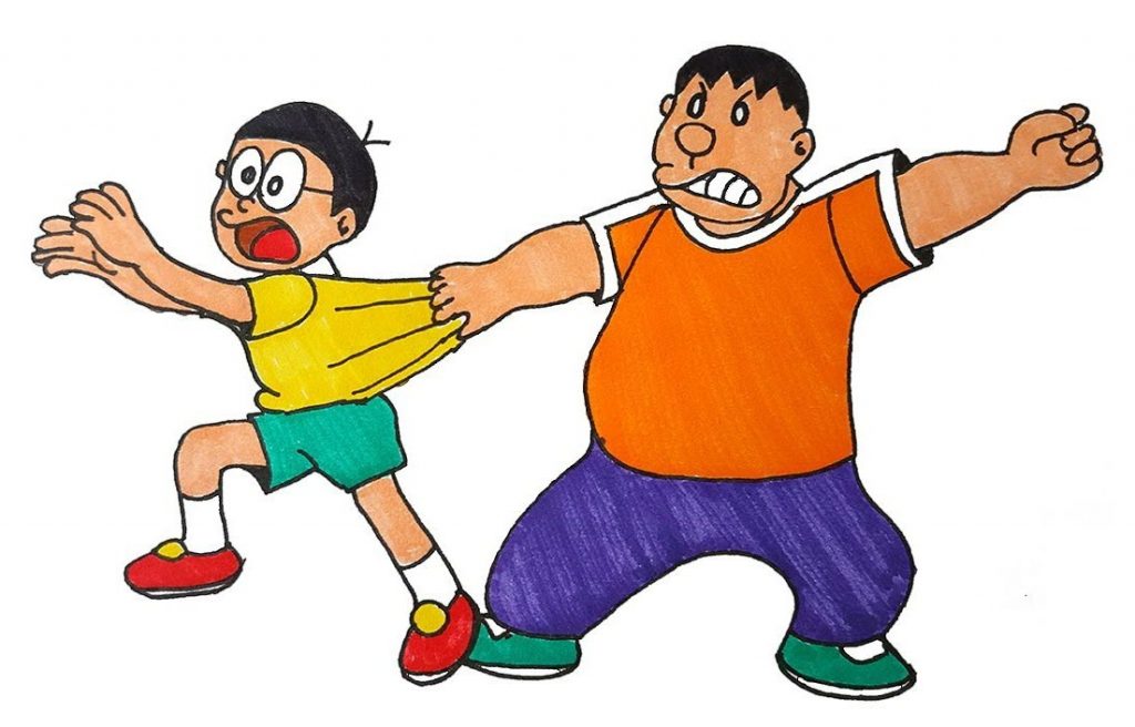 Hình Chaien kéo áo bắt nạt Nobita