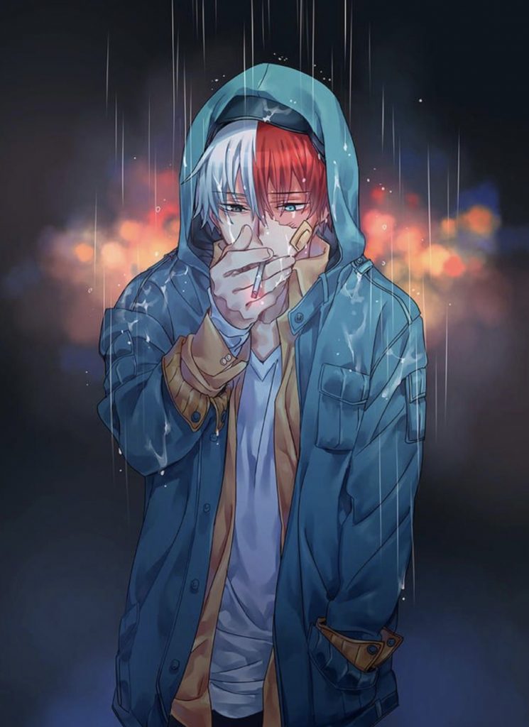 Boy anime cô đơn, hút thuốc cool ngầu