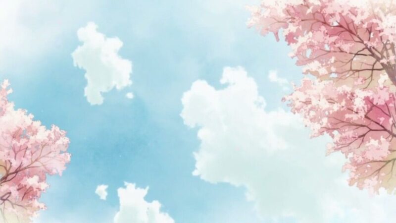 Ảnh hoa anh đào cùng bầu trời trong anime