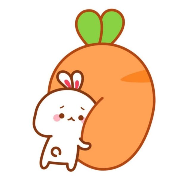 Hình 2D thỏ con ôm củ cà rốt đáng yêu