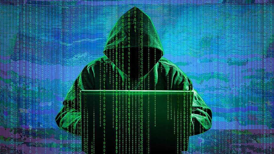 Hacker mạng màu xanh lá lạnh lùng