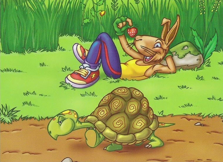 ảnh rùa và thỏ đang ăn cà rốt