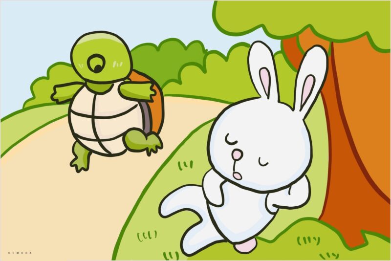 Trọn bộ ảnh Rùa và Thỏ dễ thương rèn luyện tư duy cho bé